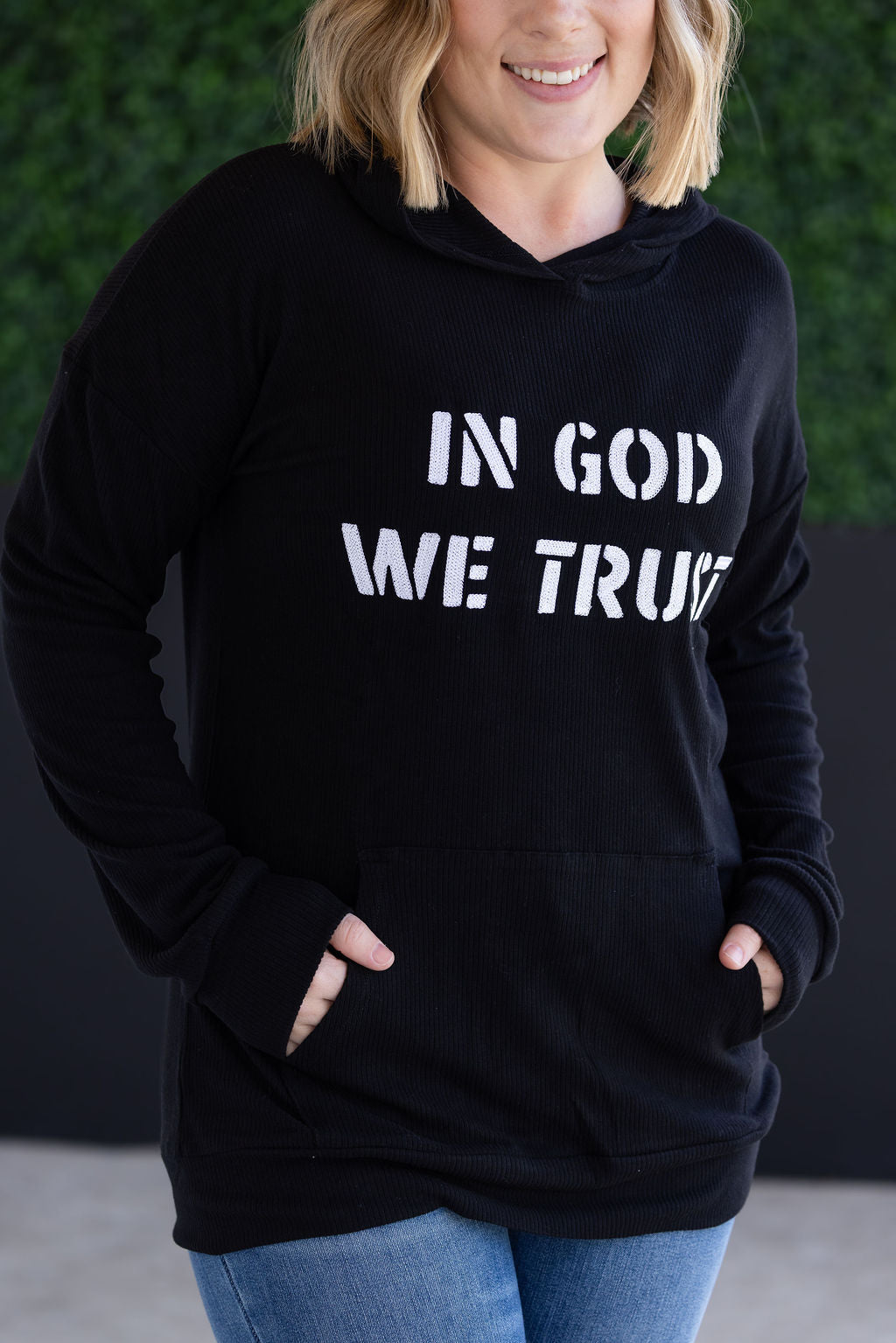 Corrine Embroidered Hoodie - In God We Trust